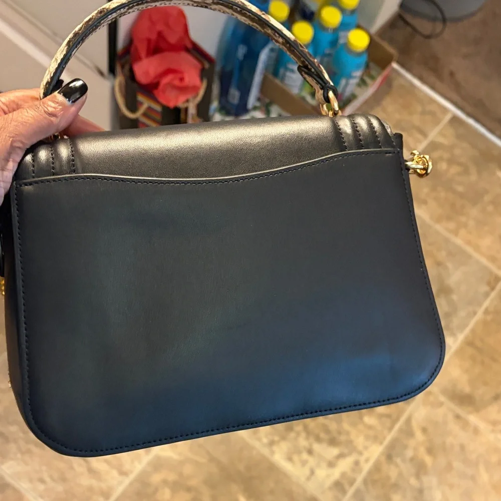 Coach Black Crossbody Bag with Gold and Snakeskin Straps - Picture 2 of 8